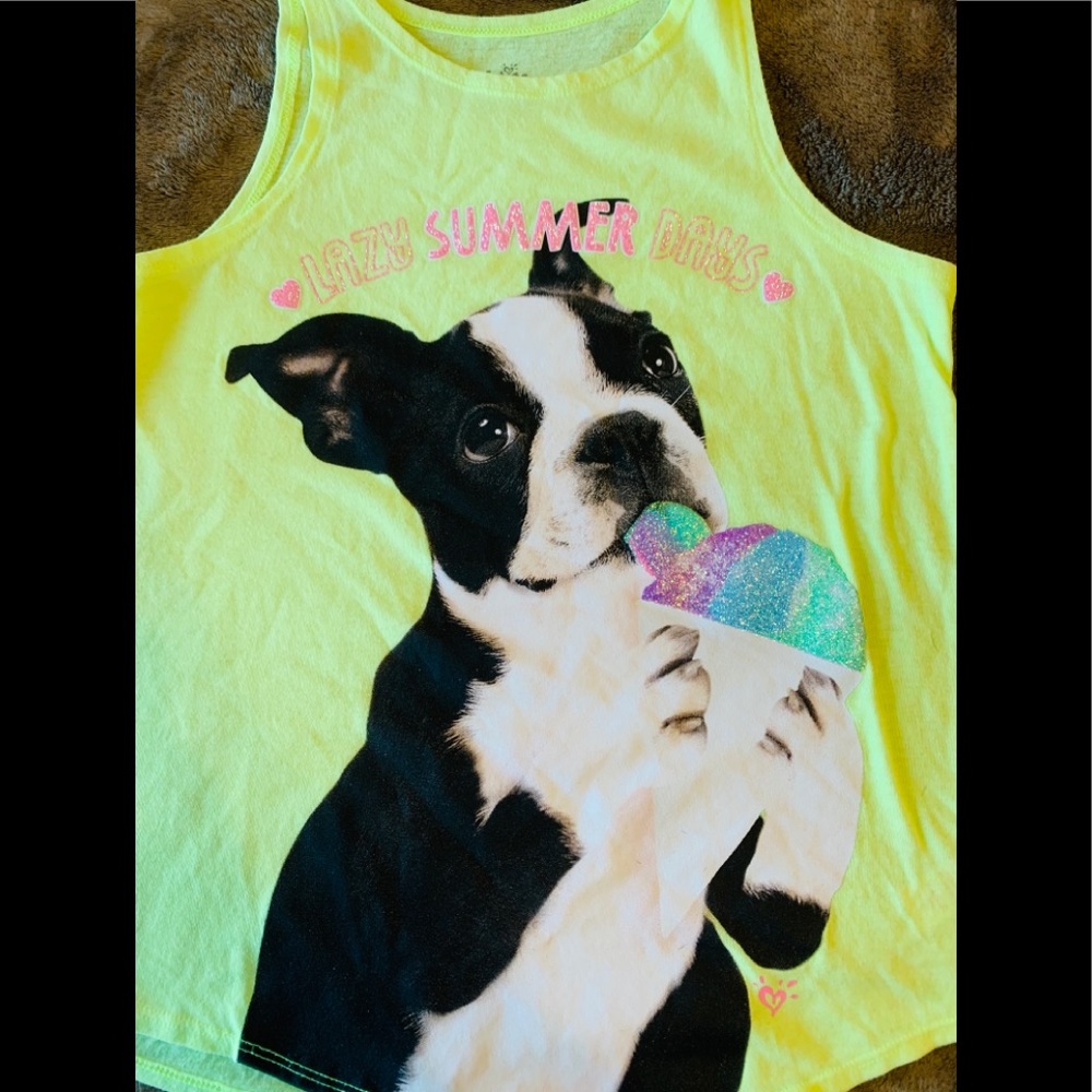 Neon Green Boston Terrier Girls Tank